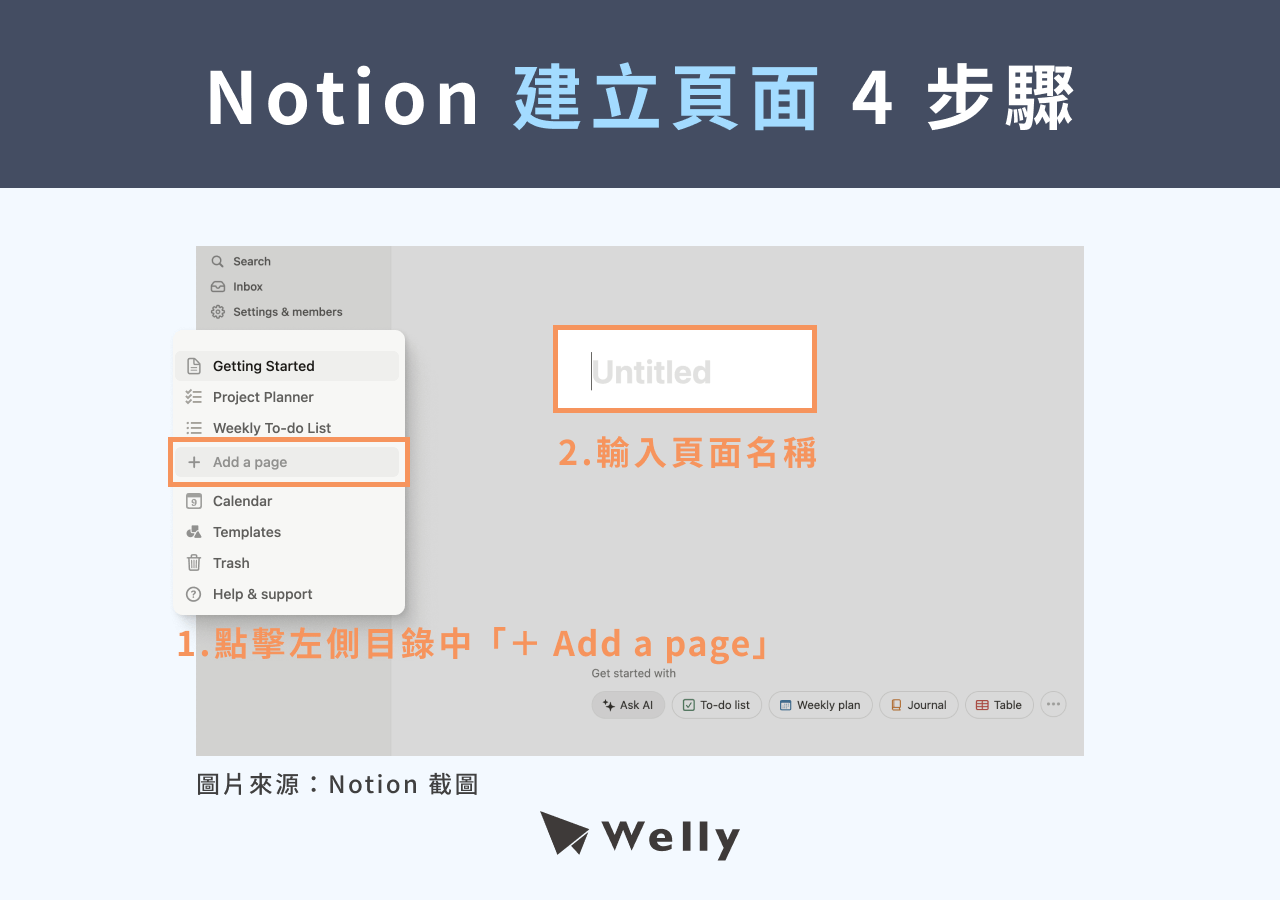 Notion 建立頁面 4 步驟