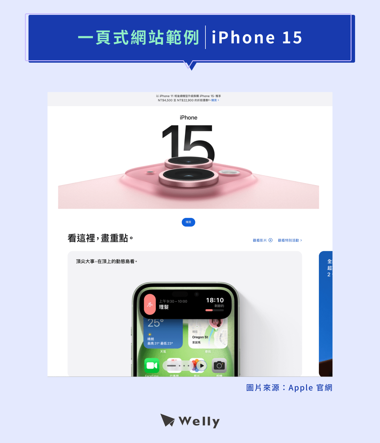 一頁式網頁範例：《iPhone 15》