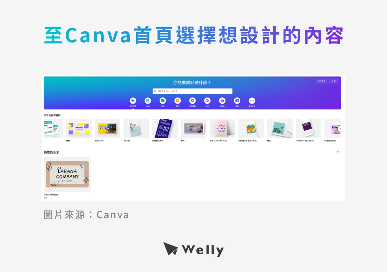 第1步：至首頁選擇想設計的內容