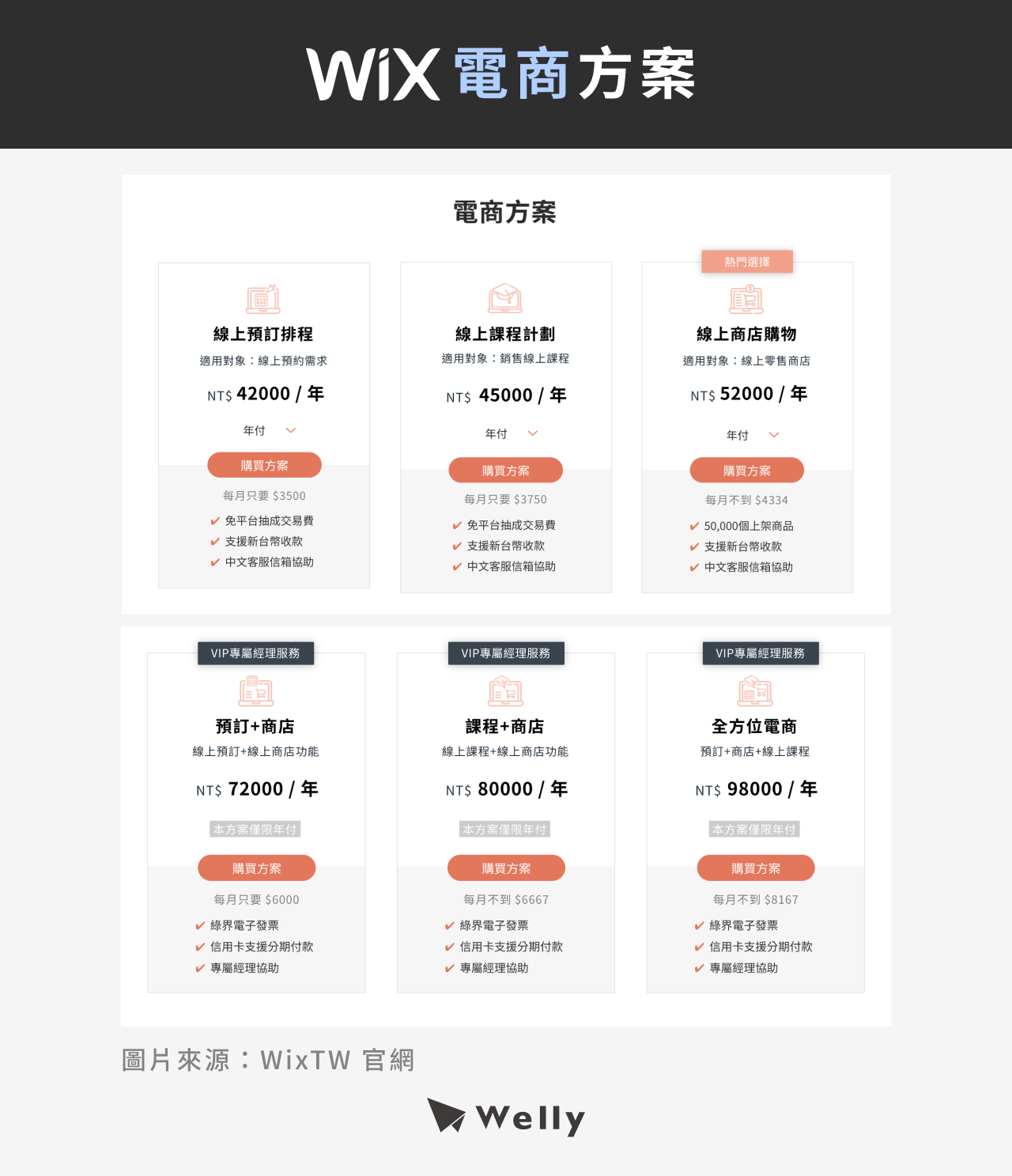 Wix 電商方案