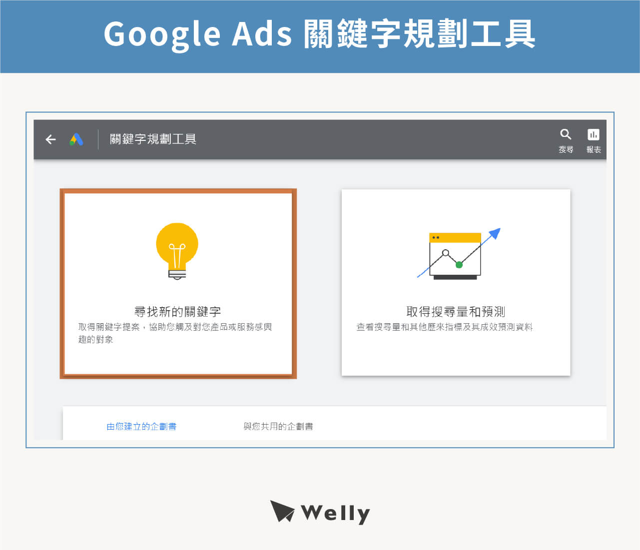 使用Google Ads 關鍵字規劃工具
