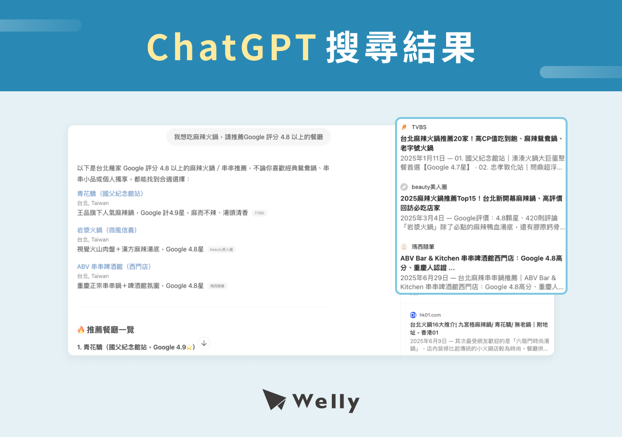 ChatGPT AI 搜尋範例